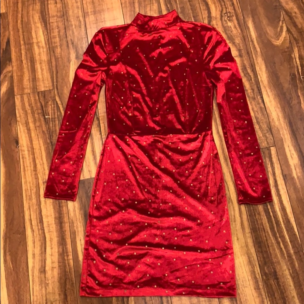 Free People red, velvet mock neck mini dress